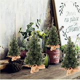 4 Pack Tabletop Mini Christmas Tree, 7.87" / 11.81" Artificial Miniature Pine Christmas Tree with Linen Base Perfect for Christmas Decorations, Home, Kitchen, Dining Table