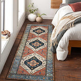 Washable Rug Runners for Hallways, 2x6 Rug Runners Vintage Tribal Medallion Bathroom Kitchen Runner Rugs with Rubber Backing, Boho Hallway Runner Rug for Bedroom Entryway Laundry Room