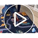 Outer Space Kid Rug，Boys Car Rug for Kids Toy Cars Have Fun Safely, Non-Slip Educational City Road Rugs Carpets for Kid Room Bedroom（47×31 in