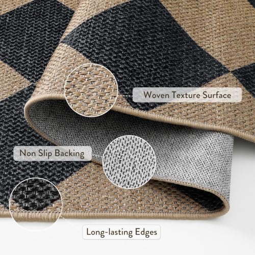 Lahome Checkered Hallways Runner Rug Non Slip, 2'6" x 12' Rugs for Kitchen