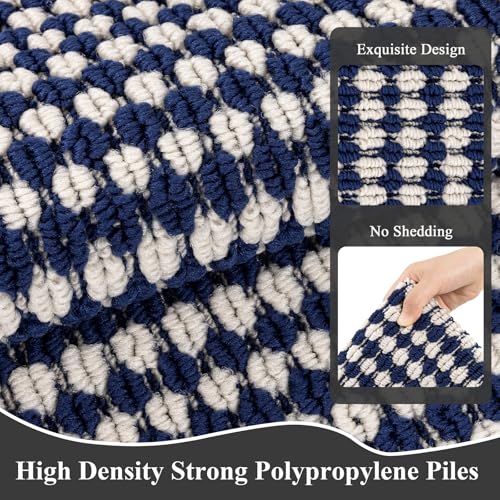 Indoor Door Mat 3x5ft, Absorbent Muddy Mats for Dogs, Low-Profile Entrance Large Welcome Mat with Non-Slip Rubber Backing, Washable Runner Carpet for Hallway,Entryway,Kitchen(Navy)