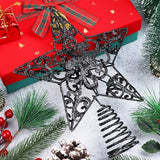 Aneco 10 Inches Metal Glittered Christmas Tree Topper Star Treetop Decoration for Christmas Home Decor, Black