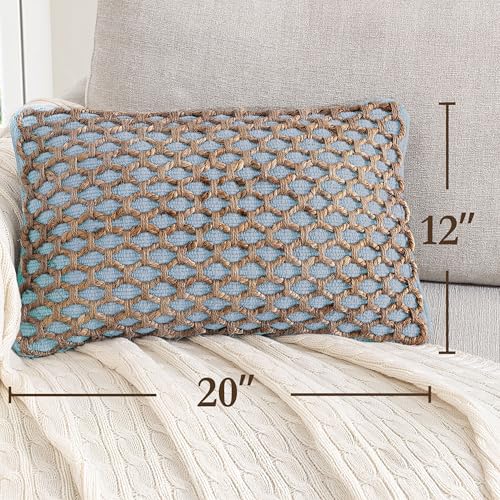 Boho Living Jada Decorative Throw, (1) 12" x 20" Pillow Cover, Light Blue