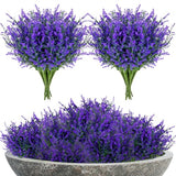 RAINFLOW Artificial Lavender Flowers - 7 Pcs Artificial Flowers for Outdoors Faux Lavender Plants Uv Resistant Plastic Purple Fake Flower for Outside Indoor Porch Patio Window Planter Bouquet Decor