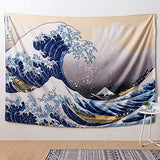 IcosaMro Great Wave Tapestry for Bedroom 60x82.7 Inch Large Wall Hanging Art Wall Decor with Hemmed Edges, Ocean Wall Blanket Home Decor for Bedroom College Dorm, The Great Wave Off Kanagawa
