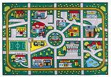 Rugshop Kids Educational Learning City Life Road Non Skid (Non Slip) Area Rug 3'3" x 4'7" Green