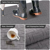 Indoor Door Mat 3x5ft, Absorbent Muddy Mats for Dogs, Low-Profile Entrance Large Welcome Mat with Non-Slip Rubber Backing, Washable Runner Carpet for Hallway,Entryway,Kitchen (Grey)