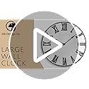 Large Wall Clock 24" Round - Silent Metal & Wood Large Farmhouse Wall Clock For Living Room Decor with 3D Roman Numerals - No Ticking - Noiseless Big Wood Decorative Clocks for Living Room Decor