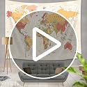 JAWO World Map Tapestry, Map of the World with Countries and Major Cities Wall Tapestries for Kids Student, World Map of the World Tapestry 60X40 Inch(Yellow)