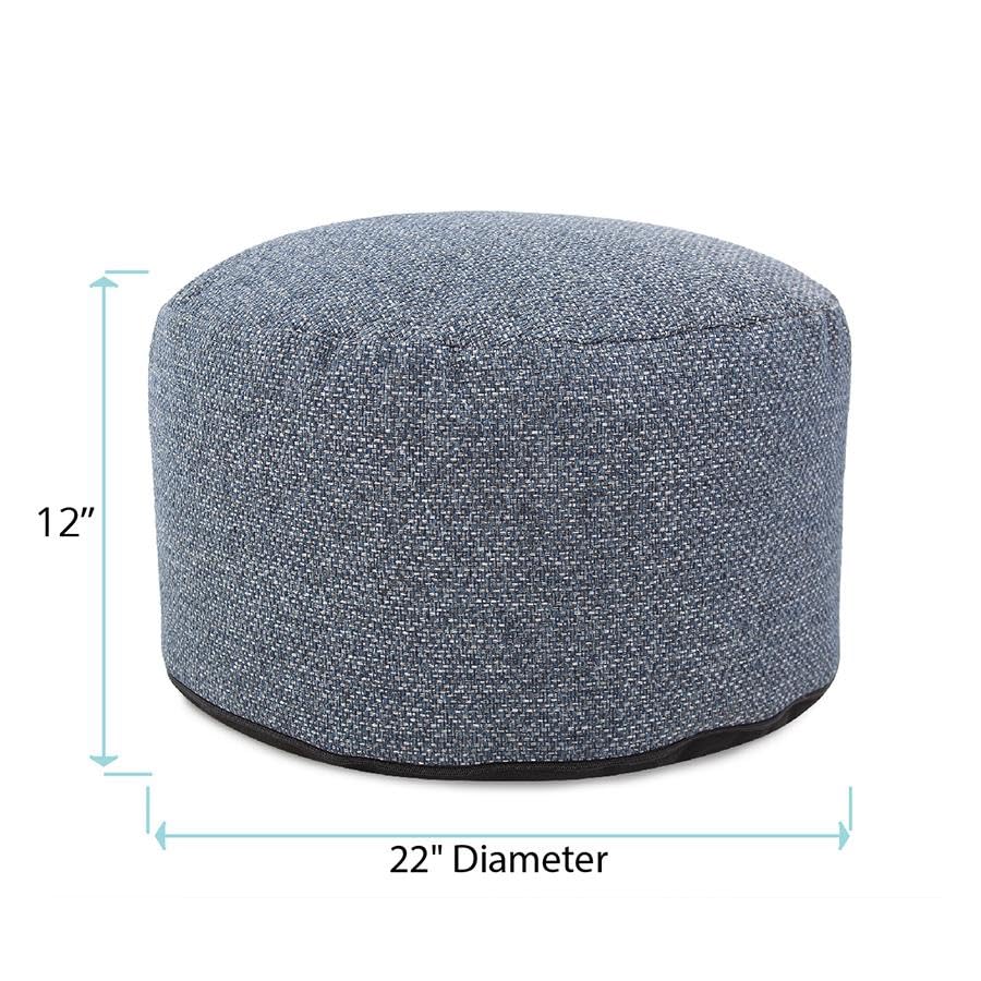 Howard Elliott Collection Round Foot Pouf Panama Indigo