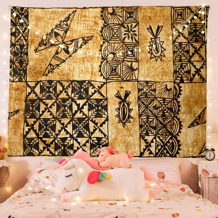 Shenywell Tapestry Wall Hanging 60x80 Inch Traditional Pacific Island Tapa Cloth Polyester Dorm Apartments Bedrooms Living Beach Blankets Curtains Picnic Blankets