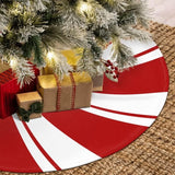 48 Inch Red Swirl Christmas Tree Skirt Sweet Candy Cane Red and White Ornaments Home Party Decoration