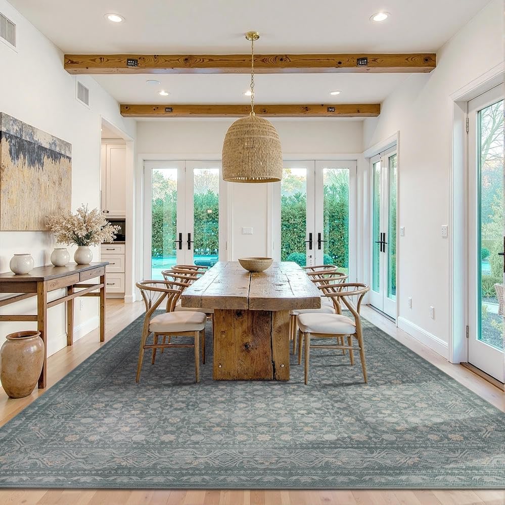 9x12 Extra Large Area Rug,Neutral Vintage Boho Rug for Living Room