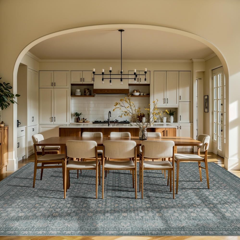 9x12 Extra Large Area Rug,Neutral Vintage Boho Rug for Living Room