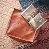 Leather Pouf Cover Sofa Footstool Unstuffed Living Room Bedroom Cushion Covers