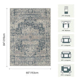 Blue Area Rugs 5x7 Washable Rug for Living Room Bedroom