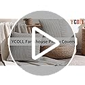 YCOLL Farmhouse Pillow Covers 18x18, Modern Accent Square Throw Pillow Covers Set of 2, Gray and Beige Striped Patchwork Linen Decorative Pillows Cushion Covers for Couch Chair Bedroom Home Decor