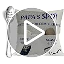 Papa Gifts Grandpa Gifts, 2-Pocket 2-Sided Papa Pillow Covers 18x18 Inch and Engraved Spoon, Fathers Day Birthday Christmas Thanksgiving Day Gifts for Papa Popop Granddad