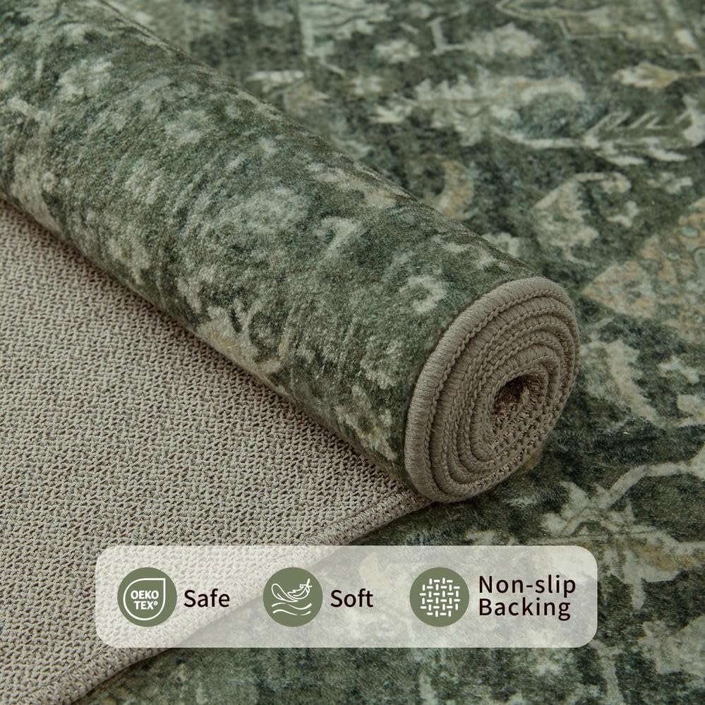 2x3 Entryway Rug Door Mat, Washable Samll Rug, Non Slip, Green