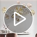 Clocks for Living Room, Large Wall Clock, 3D Silent Wall Clock, Retro Metal Ginkgo Leaf Design, for Bedroom Kitchen Decorative Wall Clocks（32''x18'' ）
