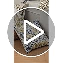 Phantoscope Set of 4 New Living Series Leaf Geometric Blue and Coffee Throw Decorative Pillow Cover Cushion Cover 18 x 18 inches 45 x 45 cm