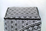 Indian Handmade Mandala | Square Ottoman Pouf Cover | Footstool Seating (Gray Ombre Mandala, 16x16x16)