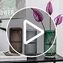 TIMEFOTO Flower Vase 7.5 inch Green Thickened Glass Vase for Bookshelf,Dinner Table,Indoor Office Desktop,Meeting Room,Bathroom,Countertop,Home Christmas Day Decoration