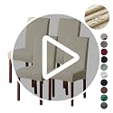 Genina Waterproof Chair Covers for Dining Room Set of 4 Kitchen Chair Covers Parson Dining Chair Slipcover,Khaki