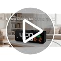 Netzu 3-in-1 Digital Clocks for Living Room with Temperature, Date & Time Display - 4 Levels Birghtness, 3 Volumes, Small & Compact Plug-in Alarm Clock for Bedroom, Office (Black)
