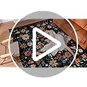 DUKINO 2x6 Runner Rug for Hallway, Washable Kitchen Runner Rug with Non Slip Backing, Low Pile Soft Boho Floral Runner for Kitchen, Hallway, Entryway, Laundry, Bedroom, Black
