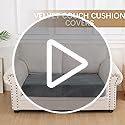 hyha Velvet Couch Cushion Covers, Soft Sofa Seat Covers for sectional 3 Cushion Couch Washable, Magic Sofa Slipcover with Elastic Bottom, Non-Slip Furniture Protector for Pets, Kid(3PC, Grey)
