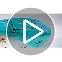 Coastal Nautical Glass Wall Clock with Seashell Design and Aesthetic Beach Theme - Battery Operated Silent Wall Decor for Home, Kitchen, Living Room, Office, Bedroom, or Bathroom (14 Inch,Teal)