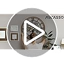 Micasso Battery Operated Wall Clock: 30 Inch Farmhouse Tree of Life Metal with Wood Frame - Rustic Bold Roman Numerals Wall Clocks for Home Office/Living Room/Bedroom - Home Decor for Housewife