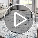 Area Rug Living Room Rugs: 5x7 Large Soft Indoor Carpet Modern Abstract Rug with Non Slip Rubber Backing for Under Dining Table Nursery Home Office Bedroom White Gray Blue
