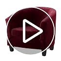 MIFXIN 2 Pieces Velvet Tub Chair Covers with Cushion Cover Stretch Soft Removable Tub Chair Slipcovers Armchair Sofa Couch Furniture Protector for Living Room Club Bar Counter Hotel (Beige)