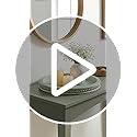 Hanobe Sage Green Tray Decor: Round Decorative Tray for Coffee Table Centerpiece - Wooden Candle Plate Holder for Rustic Farmhouse Home Living Room Kitchen Counter