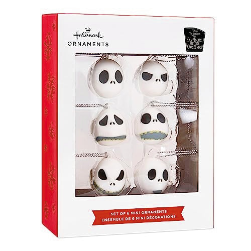 Hallmark Mini Disney Tim Burton's The Nightmare Before Christmas Ornaments (Jack Skellington Heads, Set of 6) Tiny Ornaments for Tabletop Tree