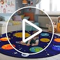Boshengya Round Space Rug for Kids Room 40x40'' Solar System Circle Rugs for Bedroom Kids Rugs for Playroom Boys Space Planet Theme Rug Living Room Dining Room Decor