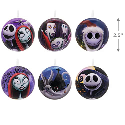 Hallmark Disney Tim Burton's The Nightmare Before Christmas Ornaments, Tin Ball, Set of 12
