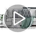 Coliuso Decorative Throw Pillow Covers 18x18 Set of 4, Grey and White Modern Simple Square Pillow Case Cushion Cover for Sofa Couch Farmhouse Outdoor Living Room (Gray and White, 18" x18")