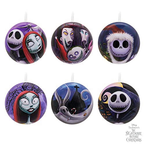 Hallmark Disney Tim Burton's The Nightmare Before Christmas Ornaments, Tin Ball, Set of 12