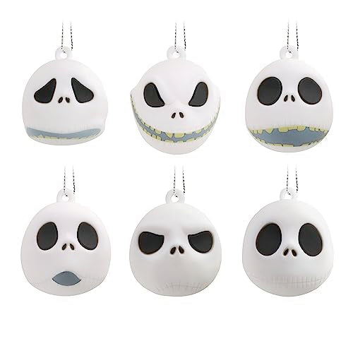 Hallmark Mini Disney Tim Burton's The Nightmare Before Christmas Ornaments (Jack Skellington Heads, Set of 6) Tiny Ornaments for Tabletop Tree