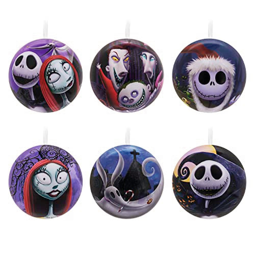 Hallmark Disney Tim Burton's The Nightmare Before Christmas Ornaments, Tin Ball, Set of 12