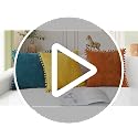 CaliTime Throw Pillow Covers Decorative 20 X 12 Inches Pack of 2 Cozy Solid Dyed Soft Chenille Cushion Cases with Pom Poms for Couch Sofa Bed Living Room Home Apricot Brown