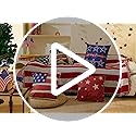 Hongsome Patriotic Decor-Throw Pillow Covers 18x18 in Set of 4,4th of July Linen Pillow Case for Independence Day,Memorial Day,Veteran's Day,USA,American Summer Outdoor Red White Blue Decorations