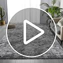 Deerhoo Large Shag Area Rugs 6 x 9, Tie-Dyed Plush Fuzzy Rug for Living Room, Ultra Soft Fluffy Furry Rugs for Bedroom, Indoor Carpet Nursery Rugs for Kids Room Home Decor, Light Grey