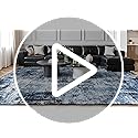 Rugflix 8x10 Area Rugs for Living Room, Washable Large Rug Stain-Resistant Low Pile, Modern Dark Carpet for Dining Room Home Office Kid Room Nursery Bedroom, Navy Blue/Black