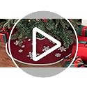 MACTING Christmas Burlap Tree Skirt, 30 Inch Red Countryside Tree Skirt with White Snowflake Printed, Small Rustic Tree Mat for Home Party Holiday Winter Indoor Xmas Decorations