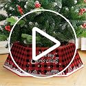 Christmas Tree Collar Buffalo Plaid, Christmas Tree Base Cover, Fabric Hexagon Tree Base Skirt with Six Patterns, Christmas Tree Base Bottom Stand Cover with 31In Diameter for Tree Decoration