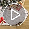 Christmas Tree Skirts 36inch Faux Plush White Tree Skirt Double Layers Gold Snowflakes Tree Skirt Cover Fluffy Round for Holiday Party Christmas Tree Decorations